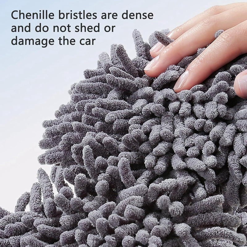 Orange Microfiber Car Wash Brush With 360 Rotating Heads Long Handle Detailing - Image 5