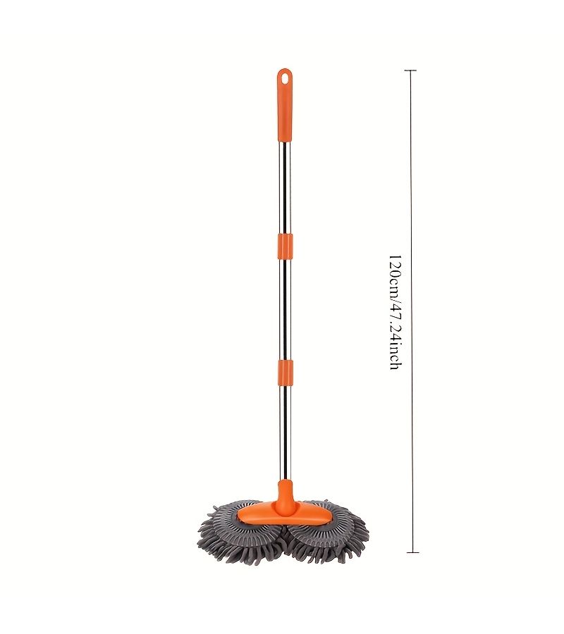 Orange Microfiber Car Wash Brush With 360 Rotating Heads Long Handle Detailing - Image 2