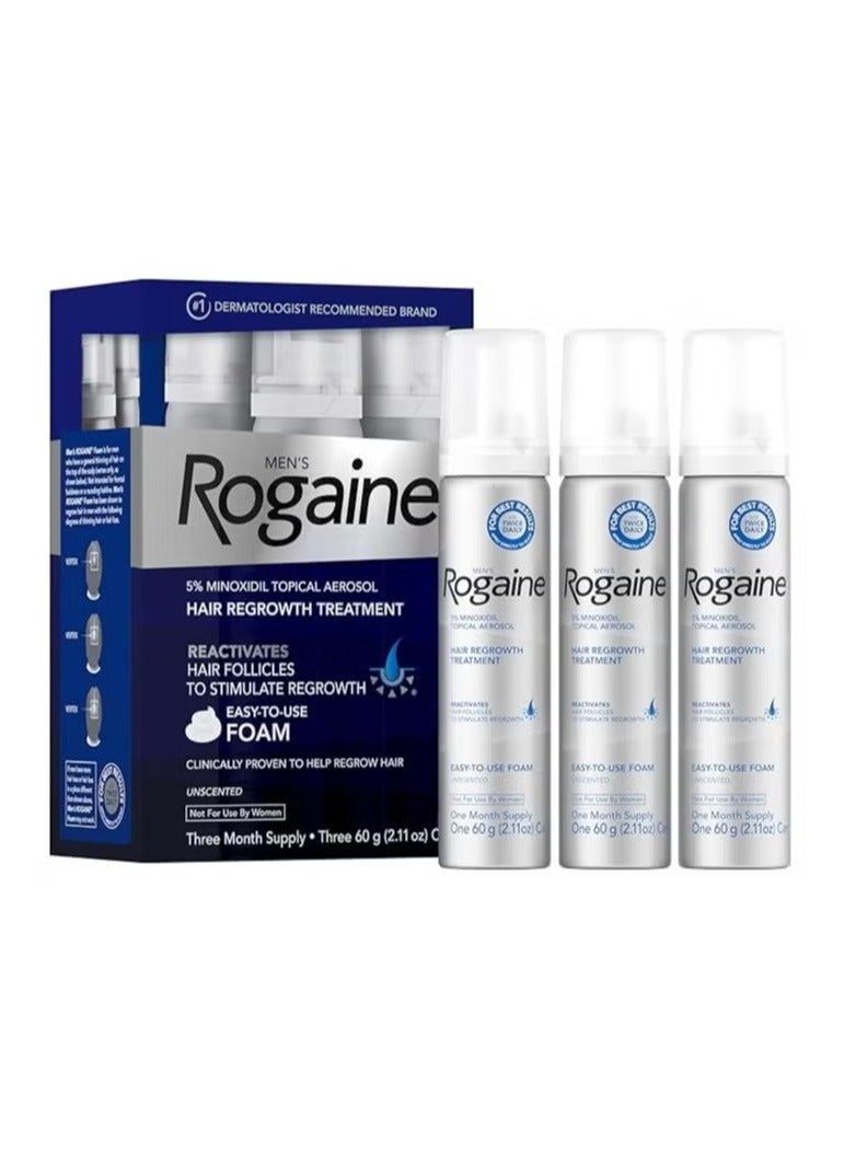 ريجين رغوة مينوكسيديل النقية من روجاين للرجال لعلاج تساقط الشعر وإعادة نموه (كمية تكفي لثلاثة أشهر)