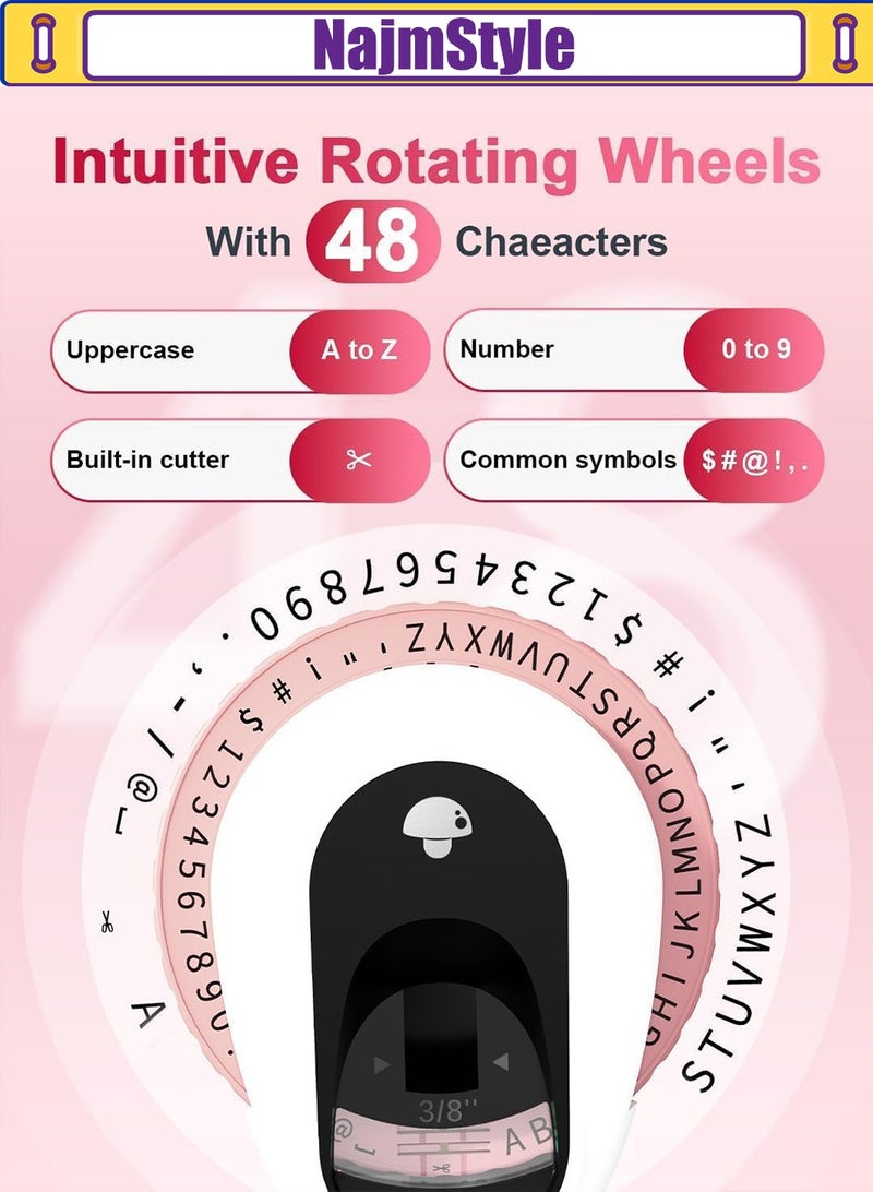 NajmStyle Embossing Label Maker Machine, Retro Embossed Label Maker, Old School Embosser Labeler with 6 Rolls 3D Embossing Label Waterproof for Kid DIY Home School Supplies Office Organization - Image 4