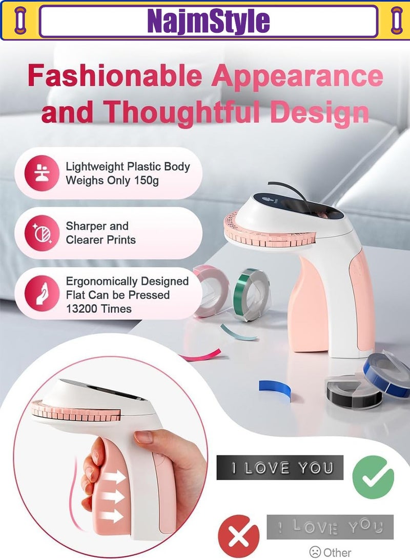 NajmStyle Embossing Label Maker Machine, Retro Embossed Label Maker, Old School Embosser Labeler with 6 Rolls 3D Embossing Label Waterproof for Kid DIY Home School Supplies Office Organization - Image 2