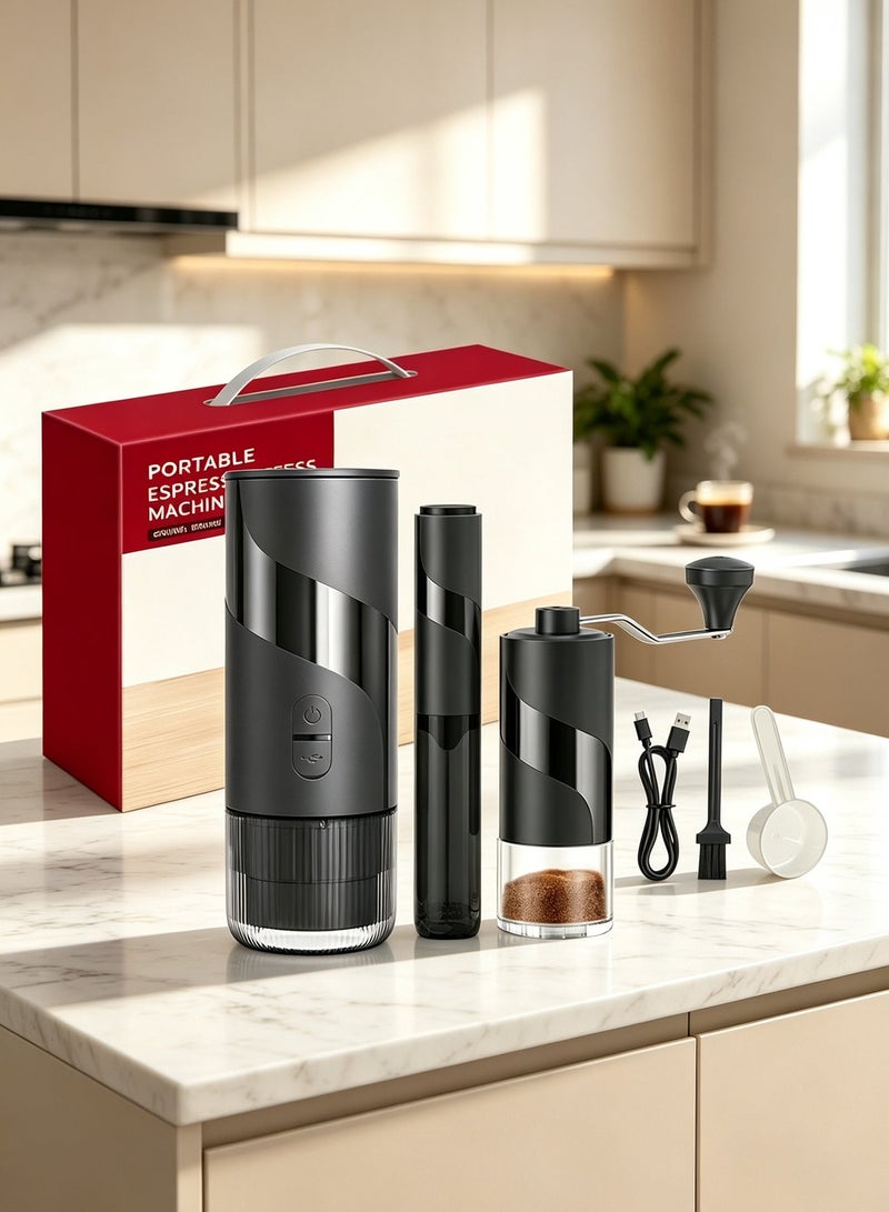 Ding Zap Portable Italian espresso machine, coffee grinder set, with travel bag, 20 bar wireless coffee machine, outdoor hot and cold coffee maker, suitable for coffee gifts, car travel, camping, hiking, coffee utensils, coffee machine - Image 1