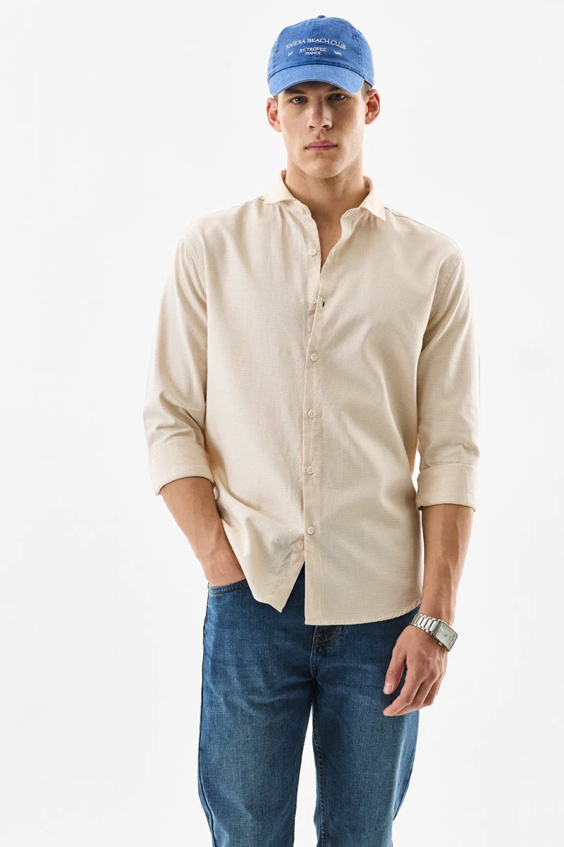 SNITCH Regular Fit Micro Check 100% Cotton Shirt