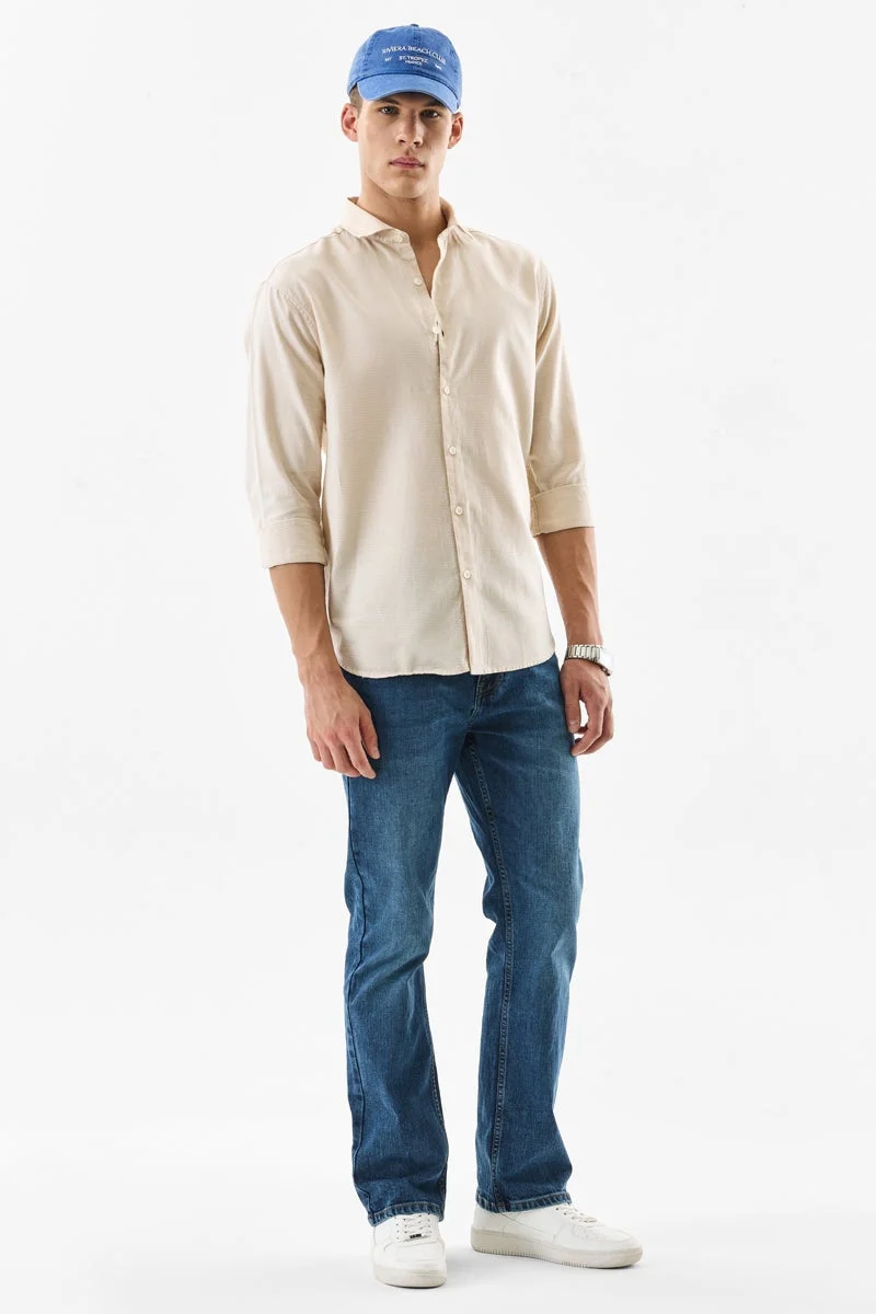 SNITCH Regular Fit Micro Check 100% Cotton Shirt