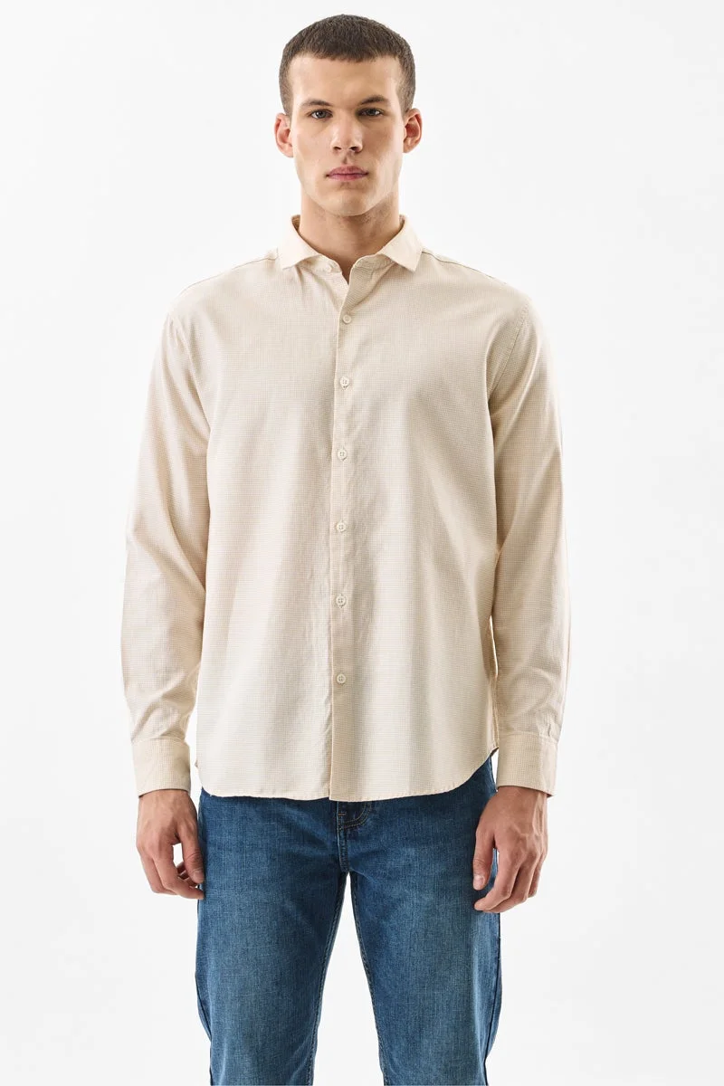 SNITCH Regular Fit Micro Check 100% Cotton Shirt