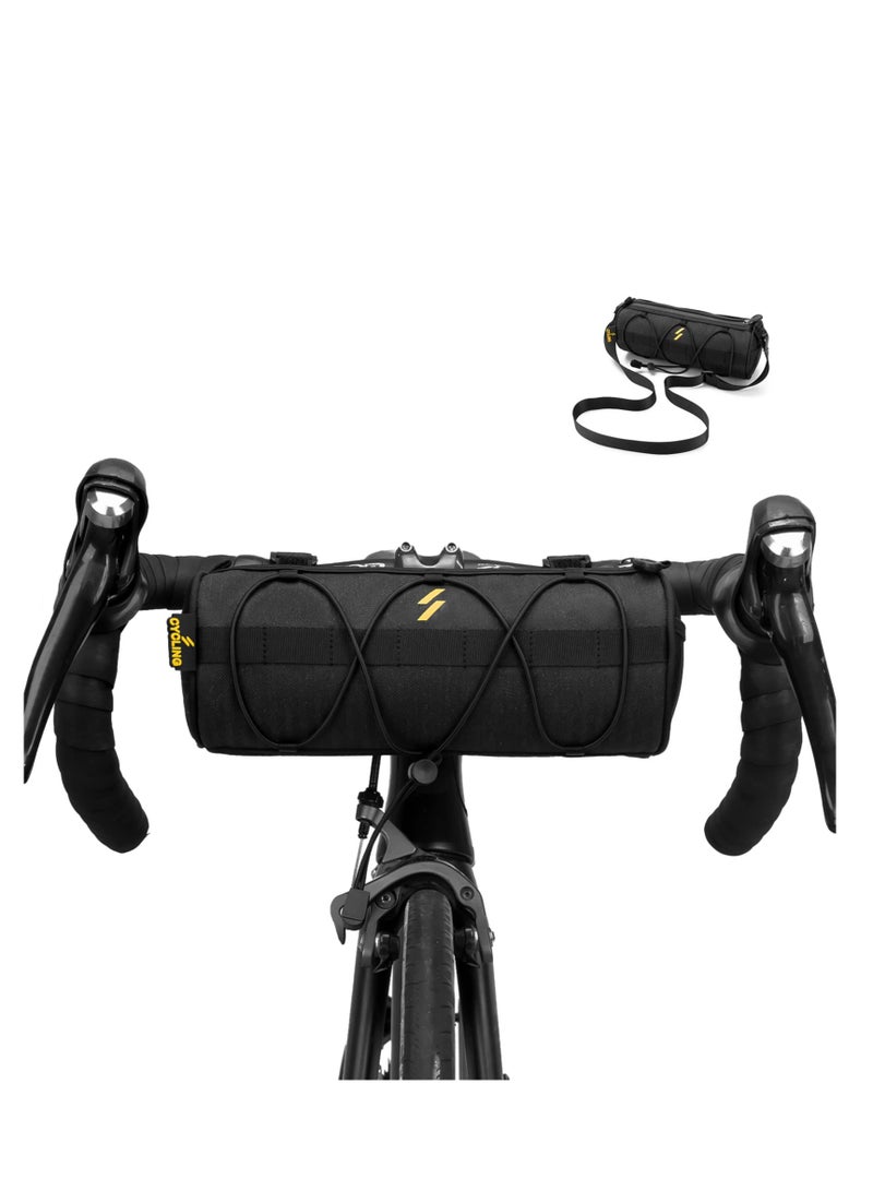 SYOSI Bike Handlebar Bag, Waterproof Bike Basket Bicycle Front Bag Bicycle Front Bag Frame Storage Roll Bag Mountain Road Bikes Commuter Shoulder Bag Professional Cycling Accessories  - Image 1