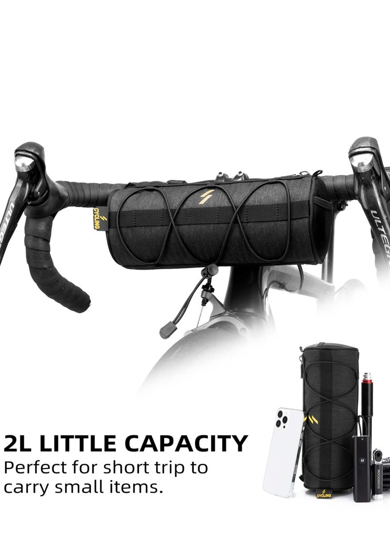 SYOSI Bike Handlebar Bag, Waterproof Bike Basket Bicycle Front Bag Bicycle Front Bag Frame Storage Roll Bag Mountain Road Bikes Commuter Shoulder Bag Professional Cycling Accessories  - Image 2