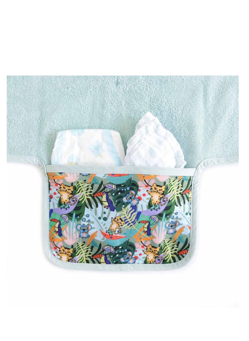 Milk & Moo Milk&Moo Jungle Friends Baby Diaper Changing Pad, 100% Turkish Cotton Baby Changing Pad, Folds into Compact Clutch Bag Shape, Portable Changing Pad for Travel, Changing Table Topper for Baby  - Image 2