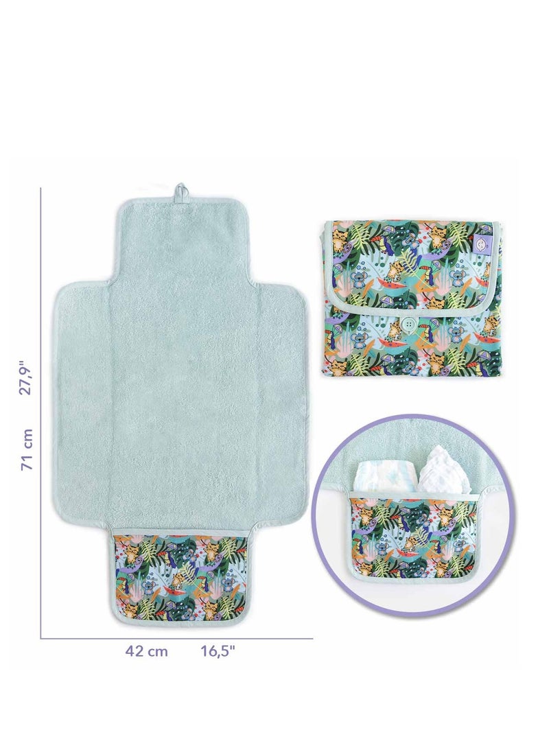 Milk & Moo Milk&Moo Jungle Friends Baby Diaper Changing Pad, 100% Turkish Cotton Baby Changing Pad, Folds into Compact Clutch Bag Shape, Portable Changing Pad for Travel, Changing Table Topper for Baby  - Image 4