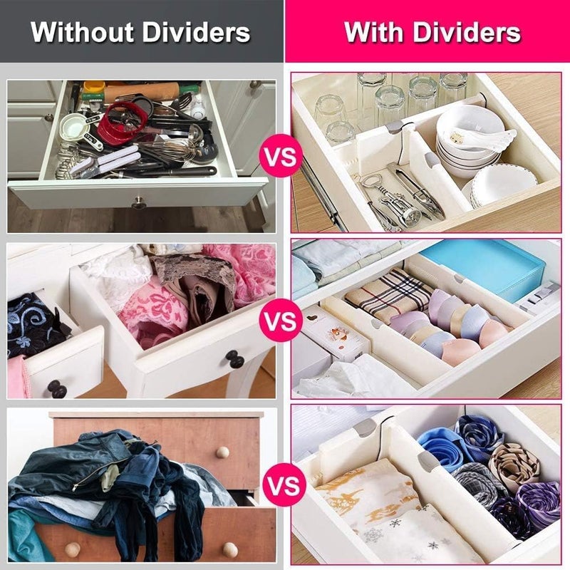 VATTU Adjustable Drawer Dividers Expandable Organiser for Kitchen Office Wardrobe Jewellery Storage - Image 5