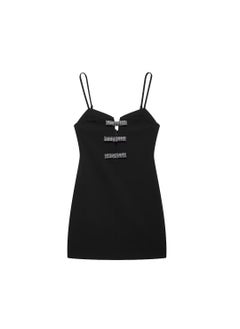Generic New Shiny Bow Short Dress Womens Clothing ZR Cross-Border European American Style Sleeveless Quick Selling Export Dress Black 