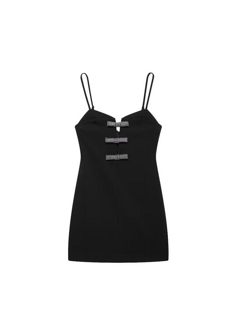 Generic - New Shiny Bow Short Dress Womens Clothing ZR Cross-Border European American Style Sleeveless Quick Selling Export Dress Black - Image 1