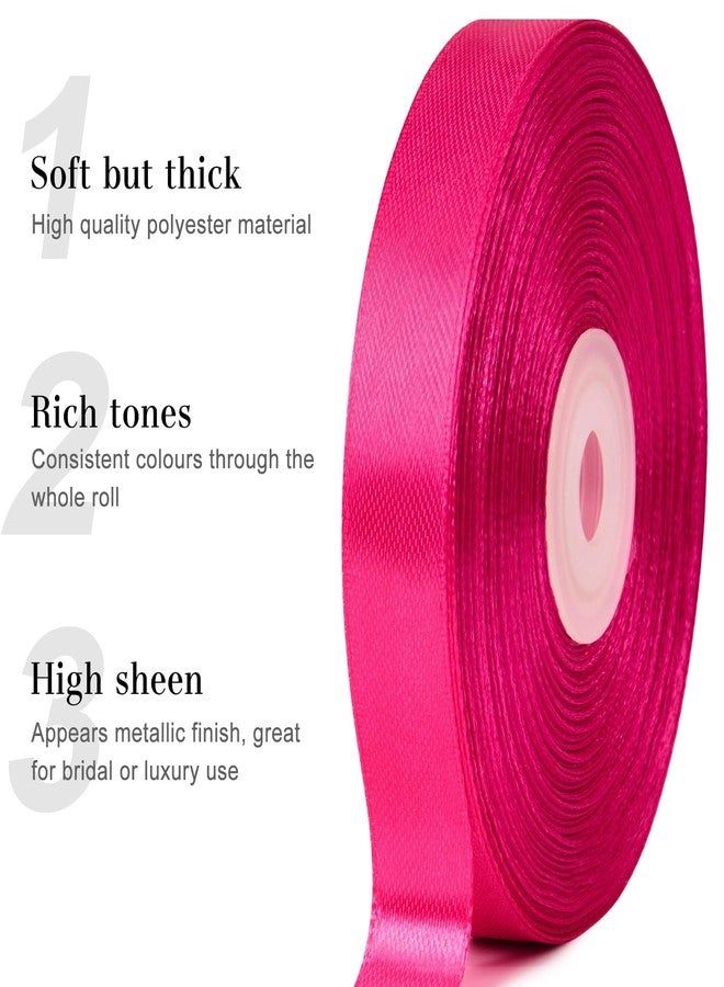 CLUEWR 1/2 Inch 50 Yards Hot Pink Satin Ribbon, Ribbon Roll for Flower Bouquets, Gift Wrapping, Wedding, Handmade Crafts - Image 4