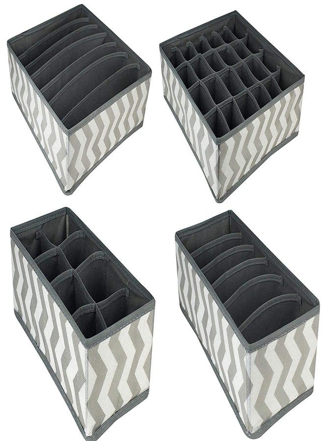 Cheet enterprise Set of 4 Foldable Drawer Organizers (Beige) – Non-Woven Closet Storage Boxes for Innerwear, Socks, Bras, Ties & Clothes | Multi-Size Drawer Dividers for Wardrobe, Closet & Under-Bed Storage - Image 5