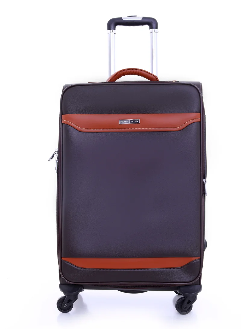 بارا جون طقم حقائب سفر صلبة متينة من جلد البولي يوريثين بثلاث قطع بعجلات دوارة - بني داكن