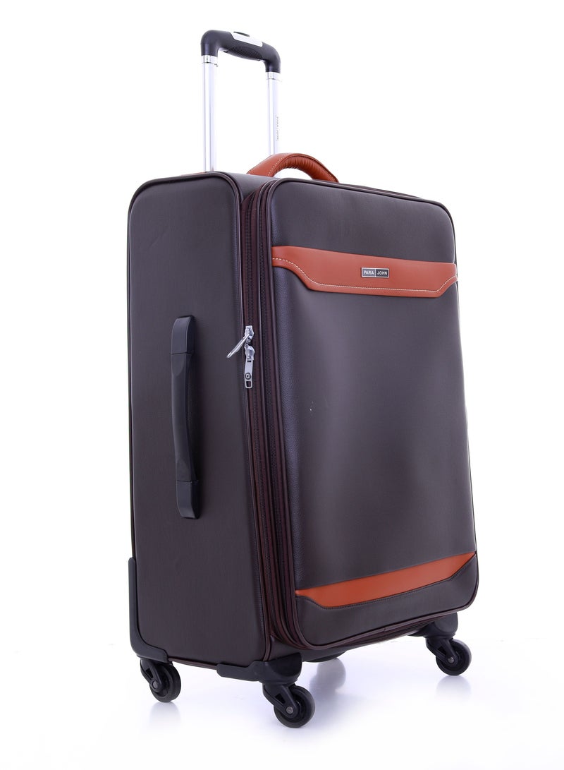 بارا جون طقم حقائب سفر صلبة متينة من جلد البولي يوريثين بثلاث قطع بعجلات دوارة - بني داكن - Image 3