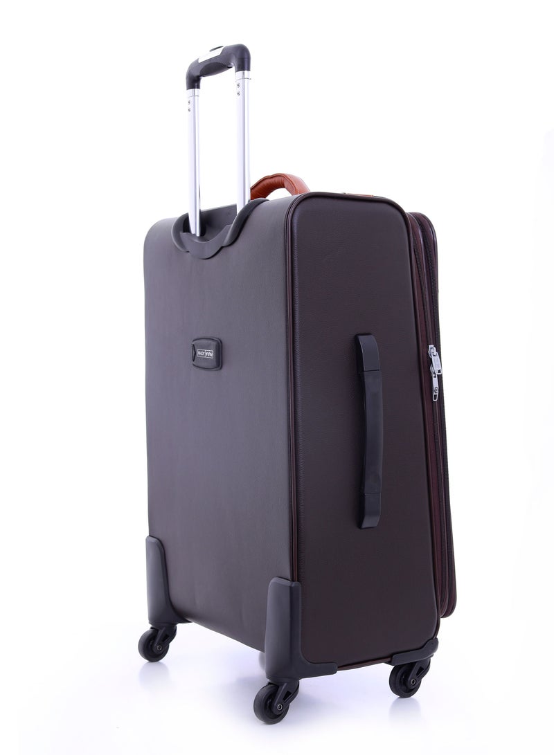 بارا جون طقم حقائب سفر صلبة متينة من جلد البولي يوريثين بثلاث قطع بعجلات دوارة - بني داكن - Image 4