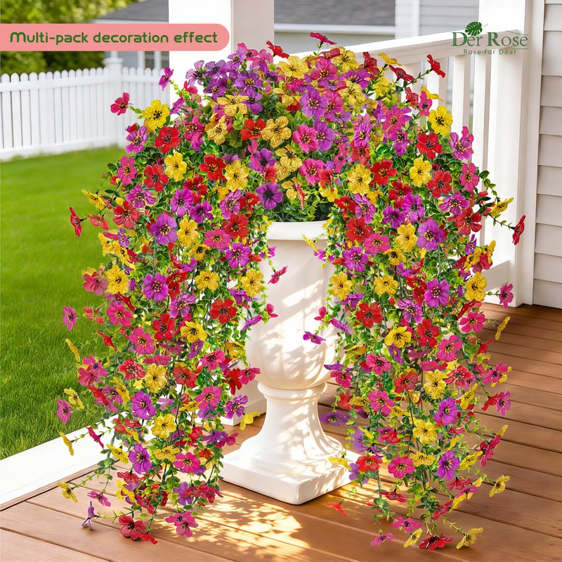 Der Rose UV Resistant Artificial Hanging Flowers for Outdoors, 2Pcs Silk Fake Dasiy Faux Hanging Flowers for Outdoor Planter Porch Balcony Yard Decor - Image 2