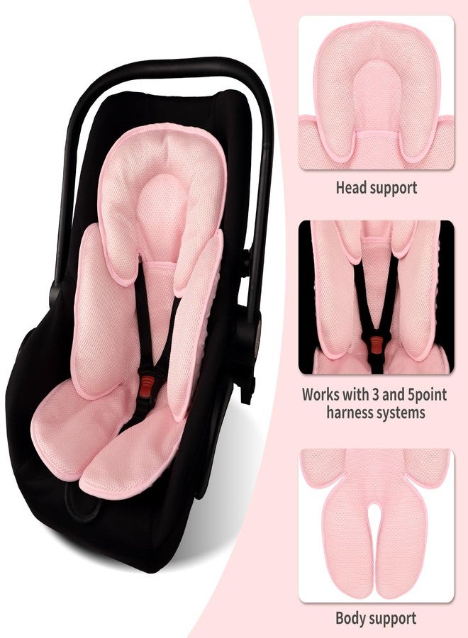WINGHENLEE 2-in-1 Baby Carseat Head Support, Infant Car Seat Insert for Girls Boys, Soft Babies Neck Support and Body Cushion for Stroller, Baby Swing, Bouncer (Pink) - Image 3