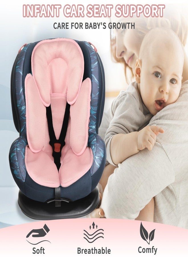 WINGHENLEE 2-in-1 Baby Carseat Head Support, Infant Car Seat Insert for Girls Boys, Soft Babies Neck Support and Body Cushion for Stroller, Baby Swing, Bouncer (Pink) - Image 4