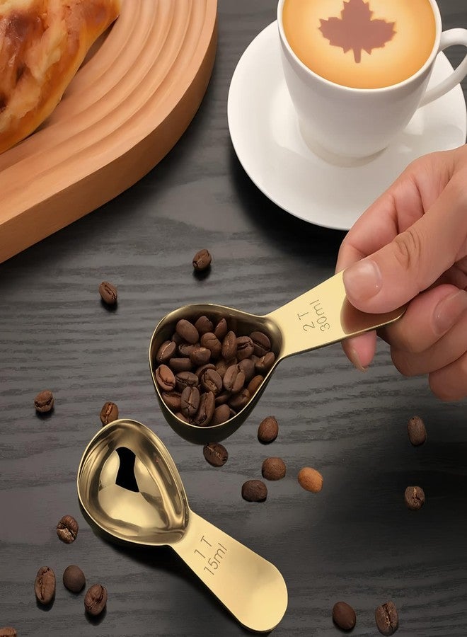 ARKLOID 2Pcs Stainless Steel Coffee Scoop,1TBSP&2TBSP(15ML&30ML) Tablespoon Measuring spoon,Gold - Image 3