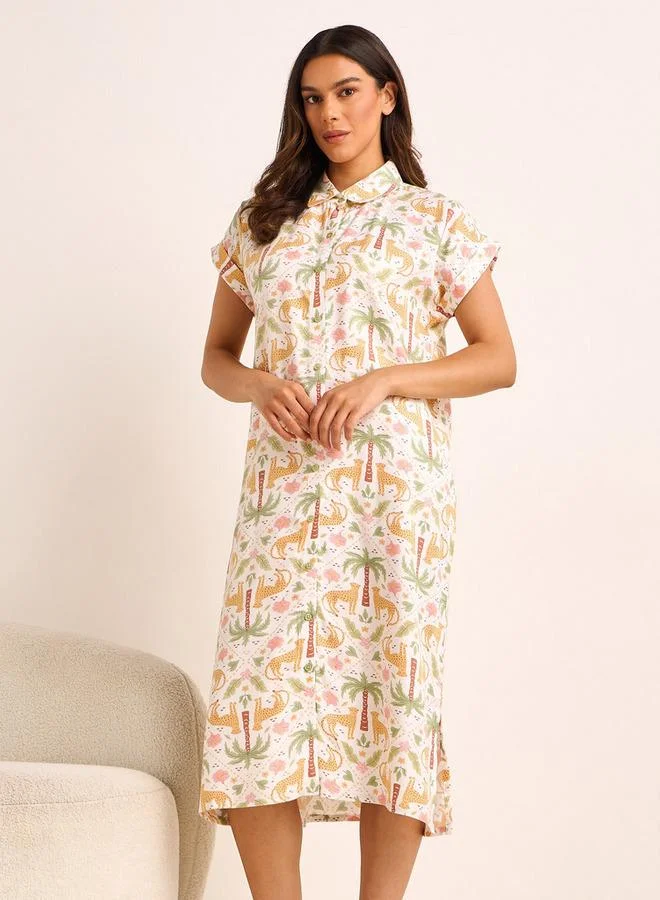 Splash FAV Set of 2 Night Dress Flutter Sleeves Tiered Viscose
