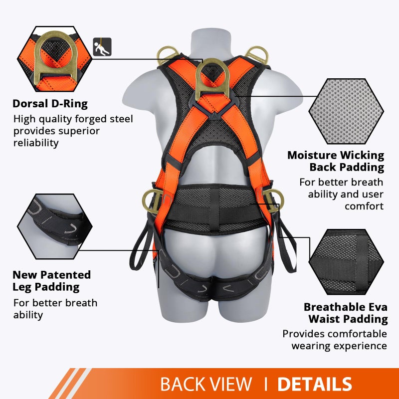 TT TRSMIMA Safety Harness Fall Protection Upgrade 4 Quick Buckles Construction Full Body Harness 6 Adjustment D-ring - Image 3