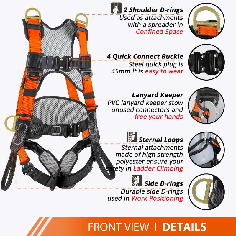 TT TRSMIMA Safety Harness Fall Protection Upgrade 4 Quick Buckles Construction Full Body Harness 6 Adjustment D-ring - Image 2