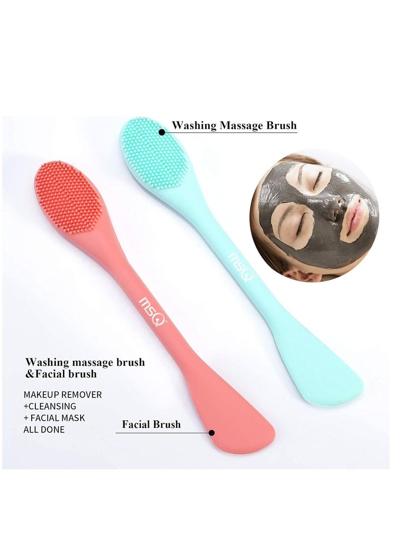 Adando - Adando 2PCS Silicone Face Mask Brush Soft Facial Cleansing Scrubber Double-Ended Mud Mask Applicator Mixed Mask Diy Skincare Applicator Tools Makeup Beauty Brush for Apply Cream/Lotion/Makeup/Mask - Image 1