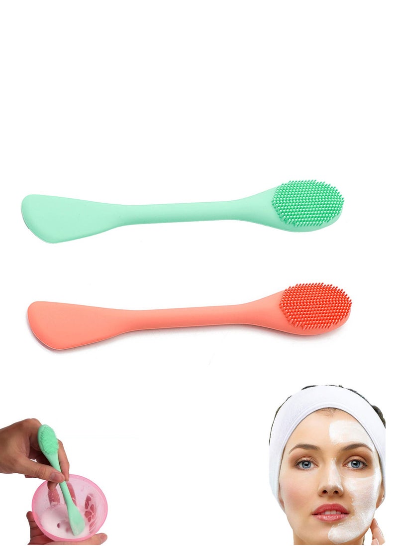 Adando - Adando 2PCS Silicone Face Mask Brush Soft Facial Cleansing Scrubber Double-Ended Mud Mask Applicator Mixed Mask Diy Skincare Applicator Tools Makeup Beauty Brush for Apply Cream/Lotion/Makeup/Mask - Image 1