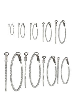 18-Piece Multi Material Rhinestone Studded Hoop Earrings