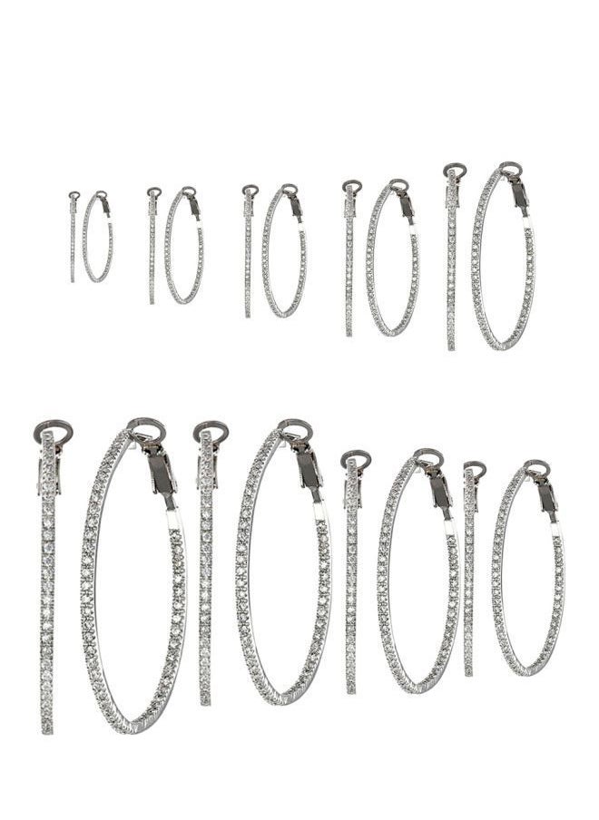 NIBEMINENT - 18-Piece Multi Material Rhinestone Studded Hoop Earrings - Image 1