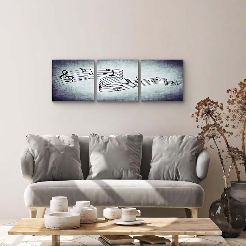 NAN Wind Modern Music Posters Beating Stretched and Framed Music Notes Decor Paintings on Canvas Wall Art Ready to Hang for Living Room Bedroom Home Decorations 3Pcs - Image 3
