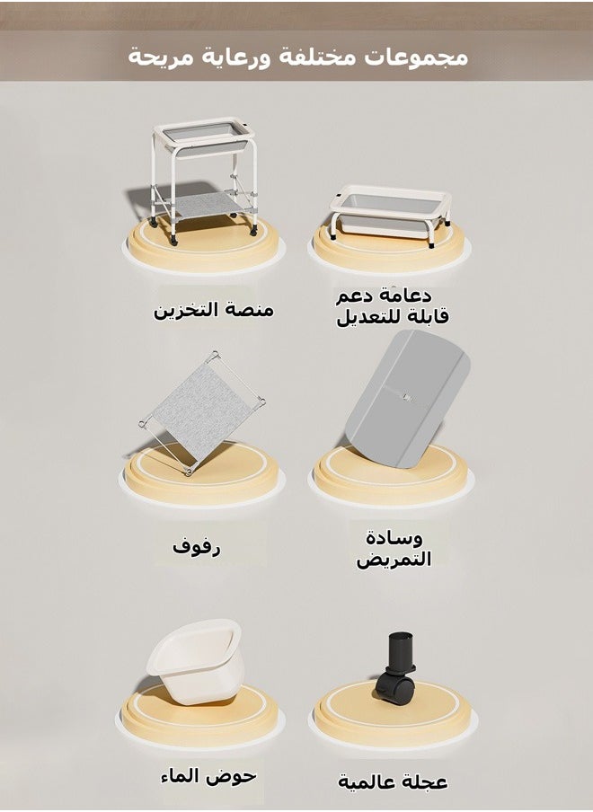 XiuWoo Portable Baby Changing Table, Foldable Waterproof Diaper Changing Station ,Massage bathtub, with Wheels, Adjustable Height, Storage Basket, Mobile Nursery Organizer for Newborn Infant, Grey  - Image 3