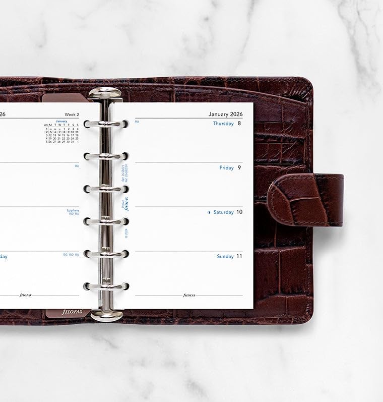 FILOFAX إعادة تعبئة مفكرة فيلوفاكس، حجم جيب: 4-3/4" × 3-1/4"، أسبوع في عرض، ورق أبيض، غير مخطط، إنجليزي، 2026 (C68221R-26) - Image 2