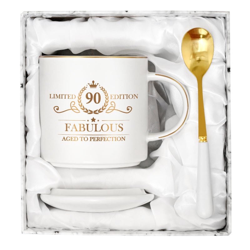 Cabtnca 90th Birthday Gifts for Women, Gifts for 90 Year Old Woman, 90 and Fabulous, Limited 90 Edition Mug, 90th Birthday Gift Ideas for Grandma Mom Aunt, 90th Birthday Mug, 12Oz - Image 1