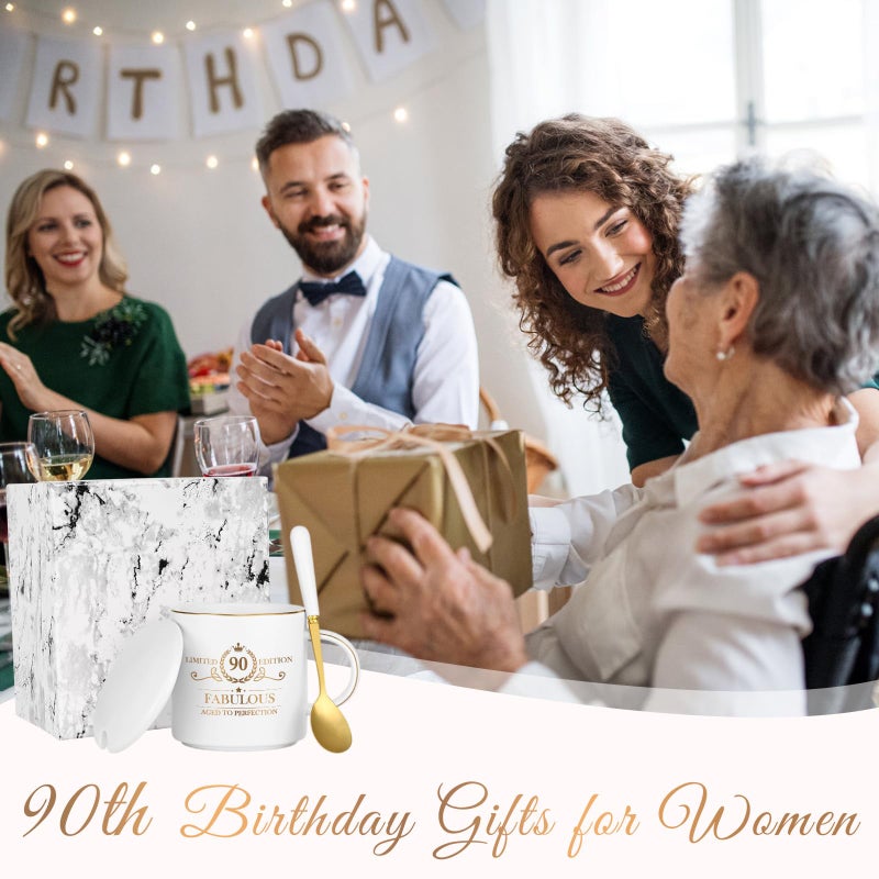 Cabtnca 90th Birthday Gifts for Women, Gifts for 90 Year Old Woman, 90 and Fabulous, Limited 90 Edition Mug, 90th Birthday Gift Ideas for Grandma Mom Aunt, 90th Birthday Mug, 12Oz - Image 2