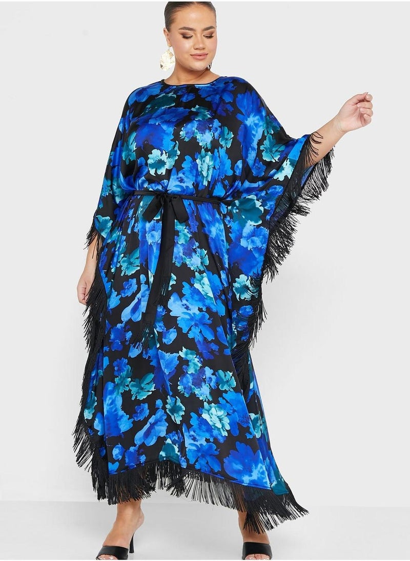 Maison Arabelle Curve Cape Sleeve Floral Printed Jalabiya  - Image 4