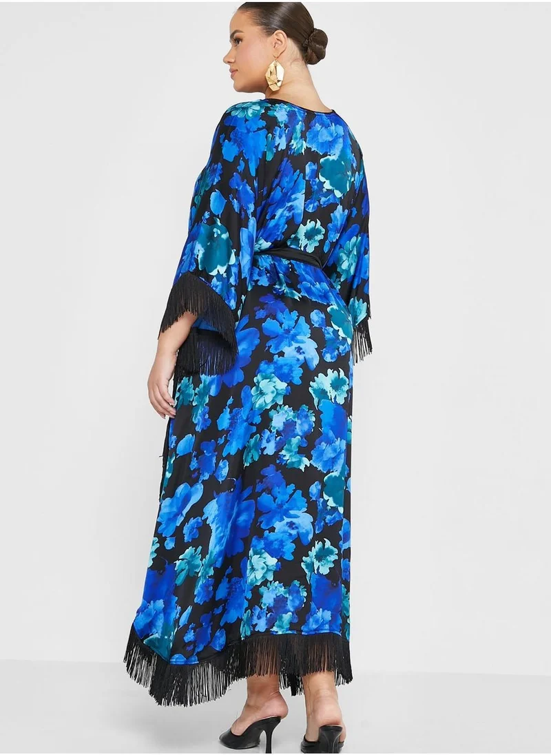 Maison Arabelle Curve Cape Sleeve Floral Printed Jalabiya
