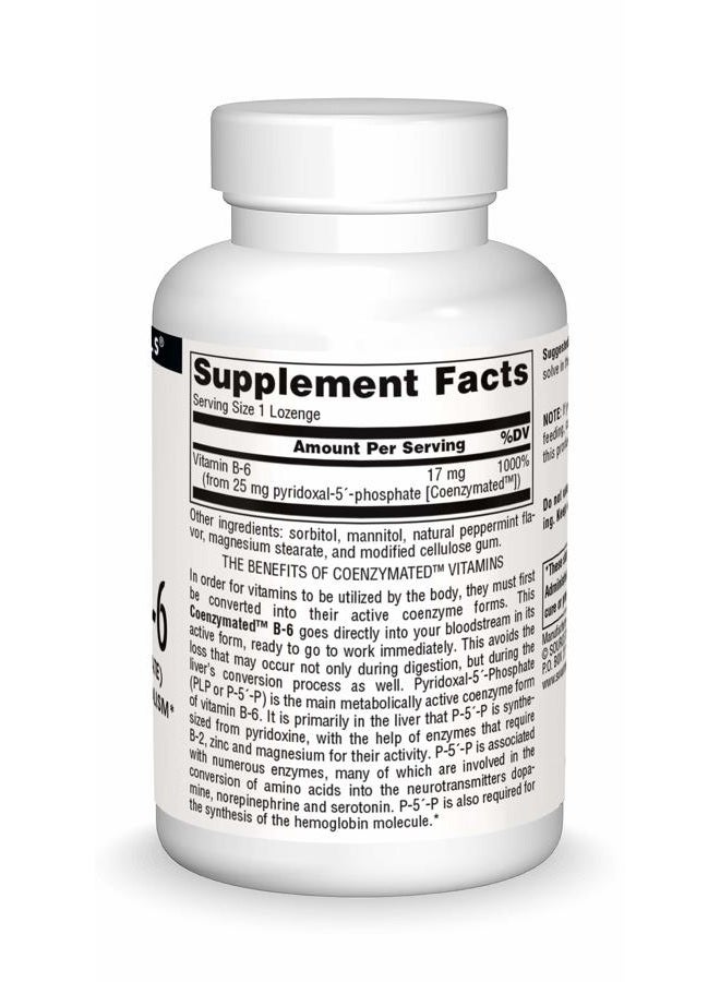 Source Naturals Coenzymated B-6, P-5 Pyridoxal-5 Phosphate Fast-Acting, Quick Dissolve Vitamin Supports Amino Acid Metabolism*, 25 mg - 120 Lozenges - Image 3