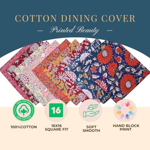 KLAVATE 10 Pc Mix Lot Napkin Hand Block Print 100% Cotton Napkin Handmade 16x16 Inch Jaipuri Printed Dining Table Cloth, Multicolor - Image 3