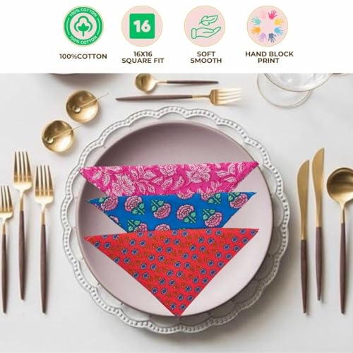 KLAVATE 10 Pc Mix Lot Napkin Hand Block Print 100% Cotton Napkin Handmade 16x16 Inch Jaipuri Printed Dining Table Cloth, Multicolor - Image 5