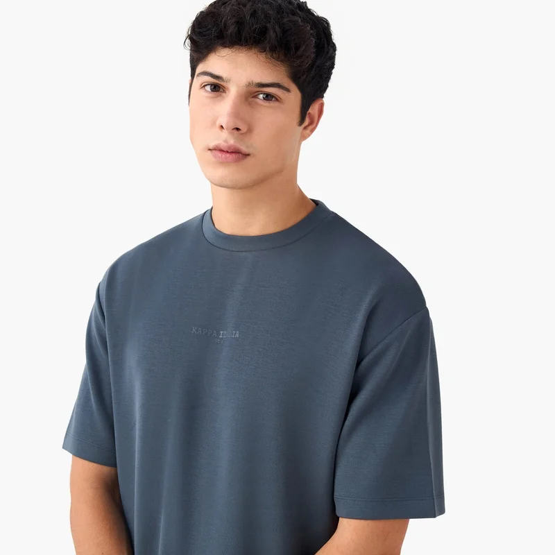 Kappa Kappa Printed Crew Neck T-shirt with Side Piping