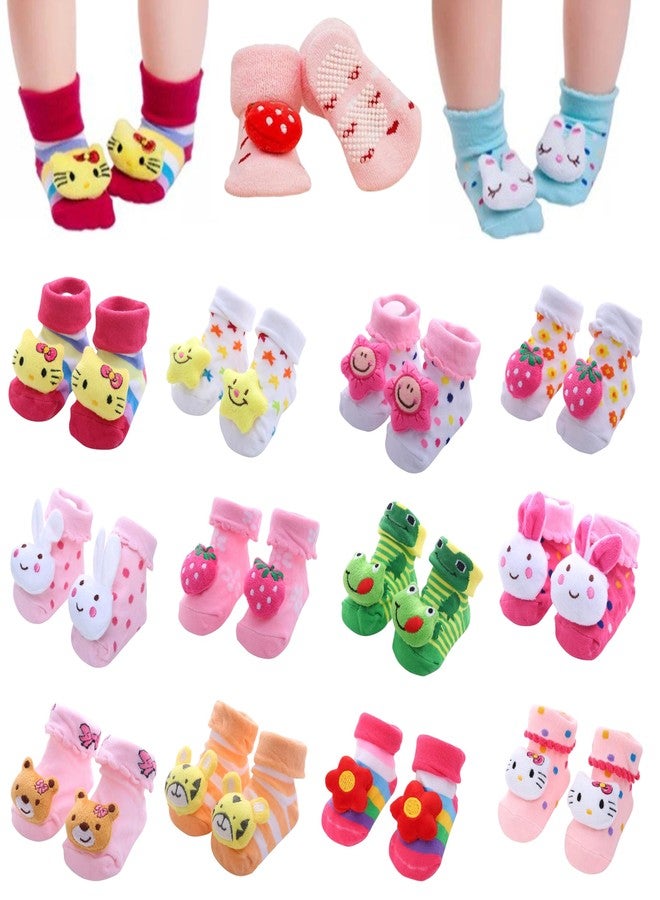 Kidbee Baby Boys & Baby Girls Warm Anti Skid Anti Slip Socks With Thick Terry (0-12 Months) (Girls Multicolor, 6) - Image 2