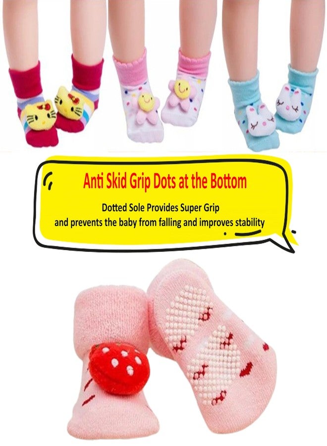 Kidbee Baby Boys & Baby Girls Warm Anti Skid Anti Slip Socks With Thick Terry (0-12 Months) (Girls Multicolor, 6) - Image 4