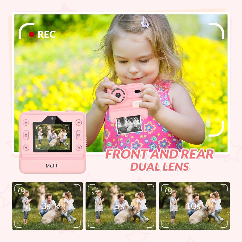 mafiti Children's Instant Digital Camera 1080P 2.4 Inch Screen With Printing Paper & 32G TF Card - Gift for Kids 3-12 - Image 3