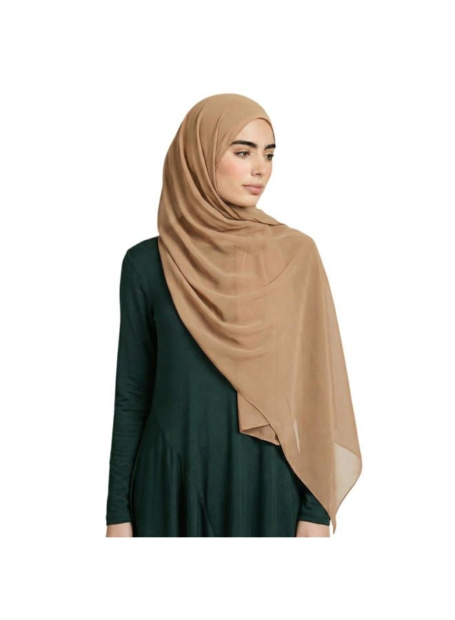 Yeieeo Instant Chiffon Hijab with Undercap Fashion Solid Color Chiffon Head Wraps Under Scarf Caps Muslim Fashion Bandage, Nude3, M - Image 2