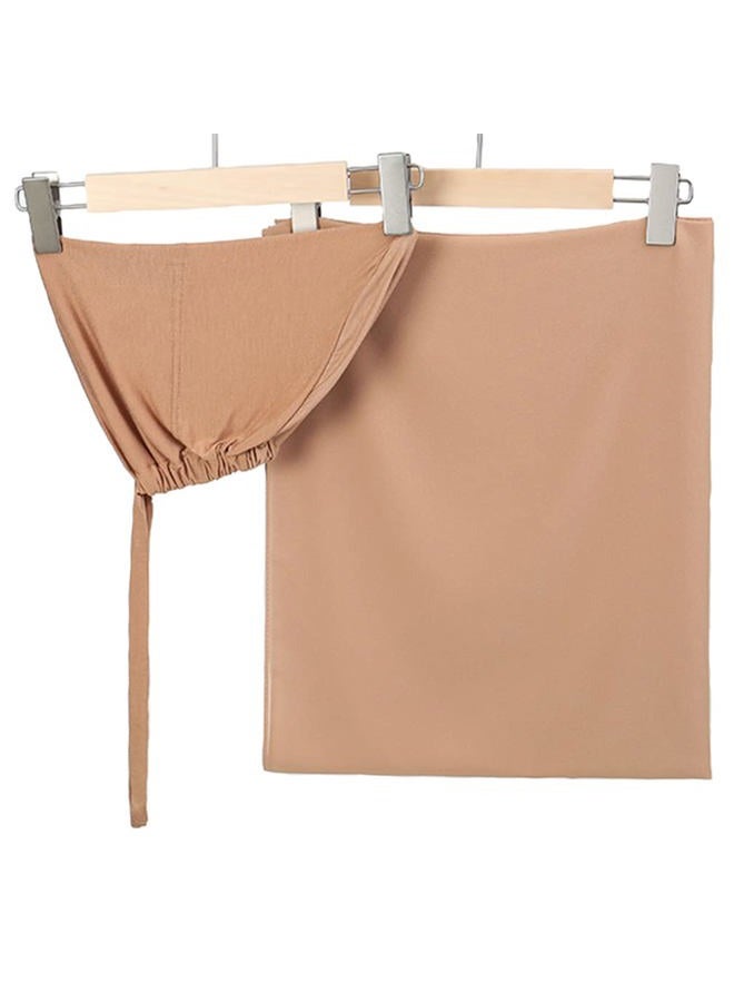 Yeieeo Instant Chiffon Hijab with Undercap Fashion Solid Color Chiffon Head Wraps Under Scarf Caps Muslim Fashion Bandage, Nude3, M - Image 4