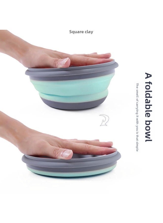 Folding Bowl Portable Retractable Outdoor Compression Travel Travel Wild Tableware Baby Picnic Anti-fall Lunch Box Wholesale-Specifications:Pink Three-piece Set, Free Small Bowl + Storage Bag  - Image 3
