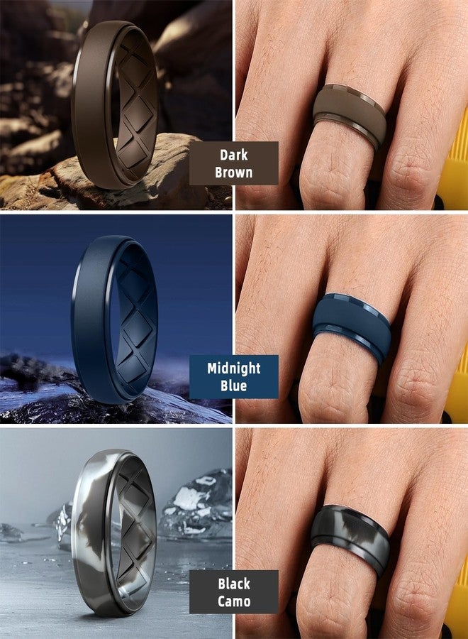 Egnaro Inner Arc Ergonomic Breathable Design, Silicone Rings Mens with Half Sizes, 1/4/5/6/7 Rubber Wedding Bands, 10mm Wide-2.5mm Thick, 8-8.5, Silicone, No Gemstone - Image 3